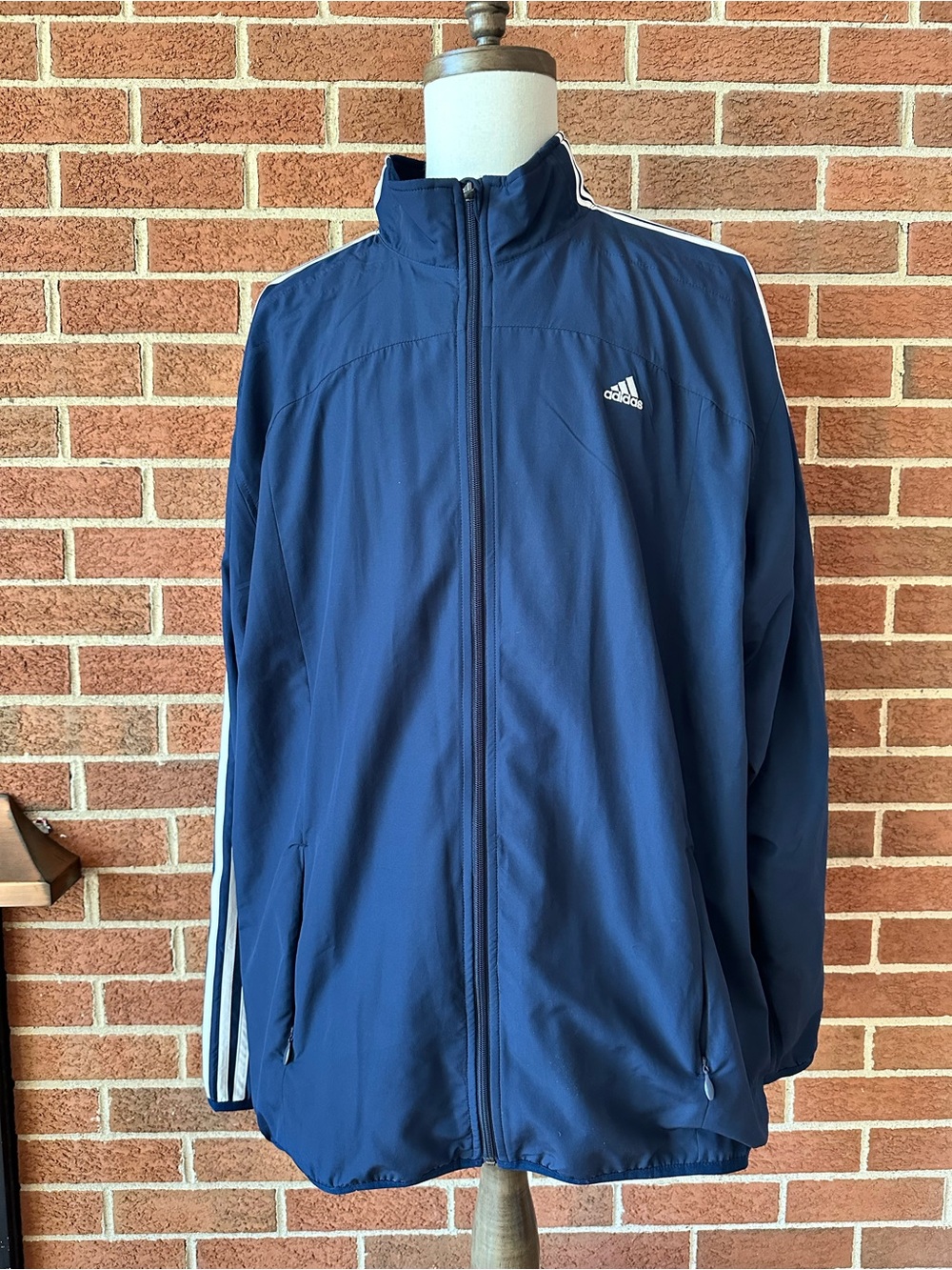 Vintage Style Adidas Windbreaker Jacket Men’s 2XL Blue Athletic Track Full Zip